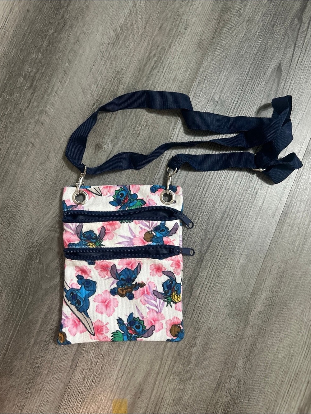 Disney Blue Stitch Pink Floral Crossbody Bag